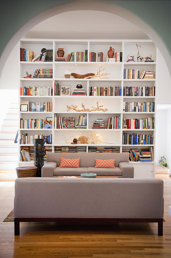 Light-filled Living Room With Tall Bookshelves Photograph by Stephen Simpson