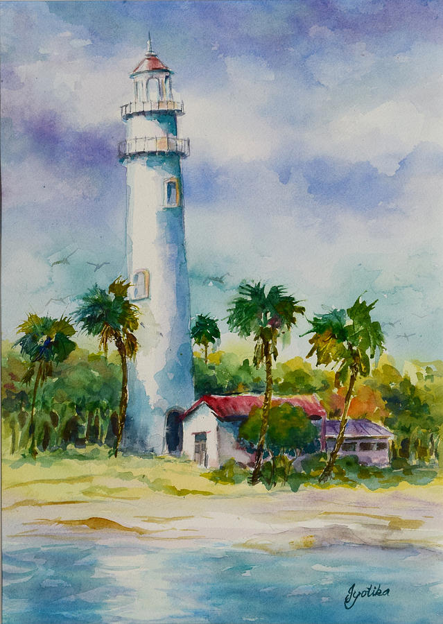 Light House at the Beach Painting by Jyotika Shroff