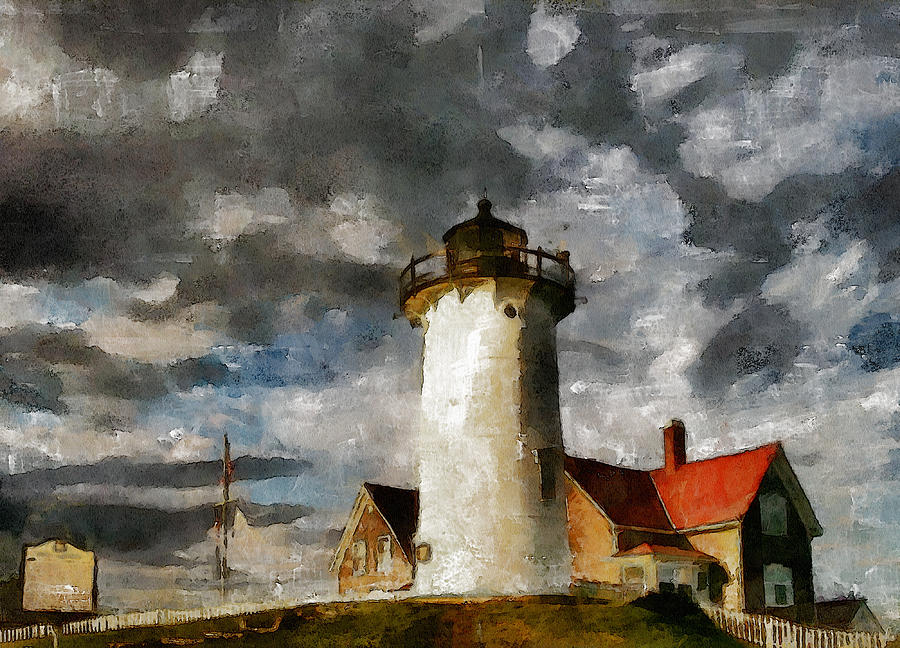 Light House In A Storm Painting