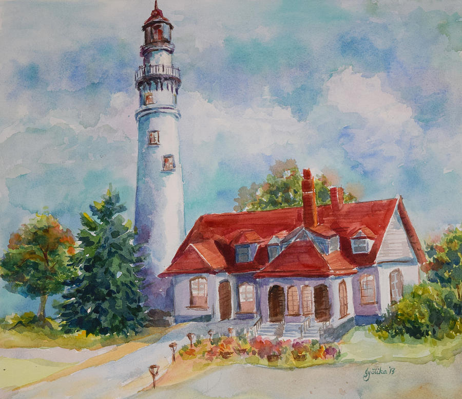 Light House, Wisconsin  Painting by Jyotika Shroff