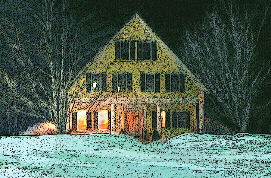 Light in a Winters Night Digital Art by Nancy Griswold