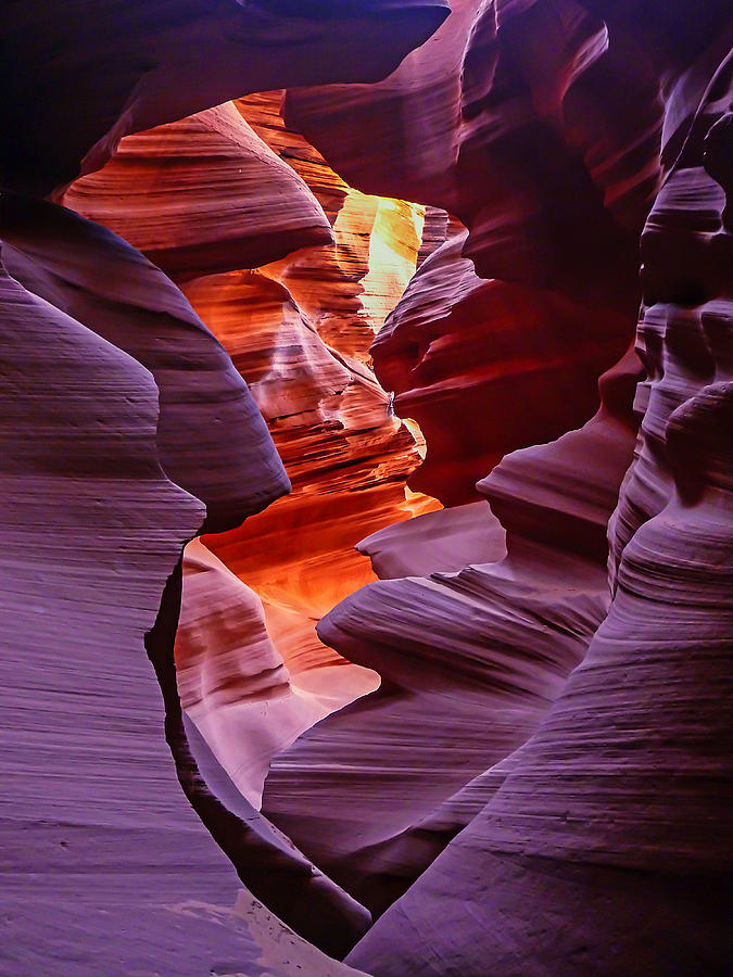 Pattern Photograph - Light in the Slot -  Lower Antelope Canyon -  Page Arizona USA by Tony Crehan