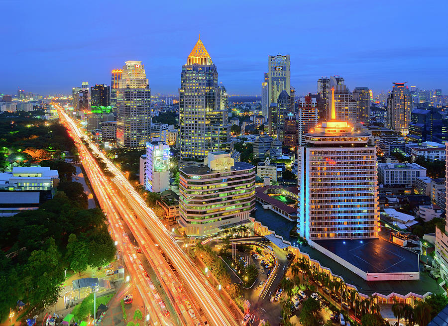 Architecture Photograph - Light Of Bangkok by Rotation Photographer