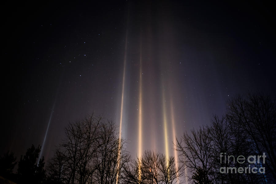 Light Pillars and Cassiopeia Photograph by Thomas R Fletcher