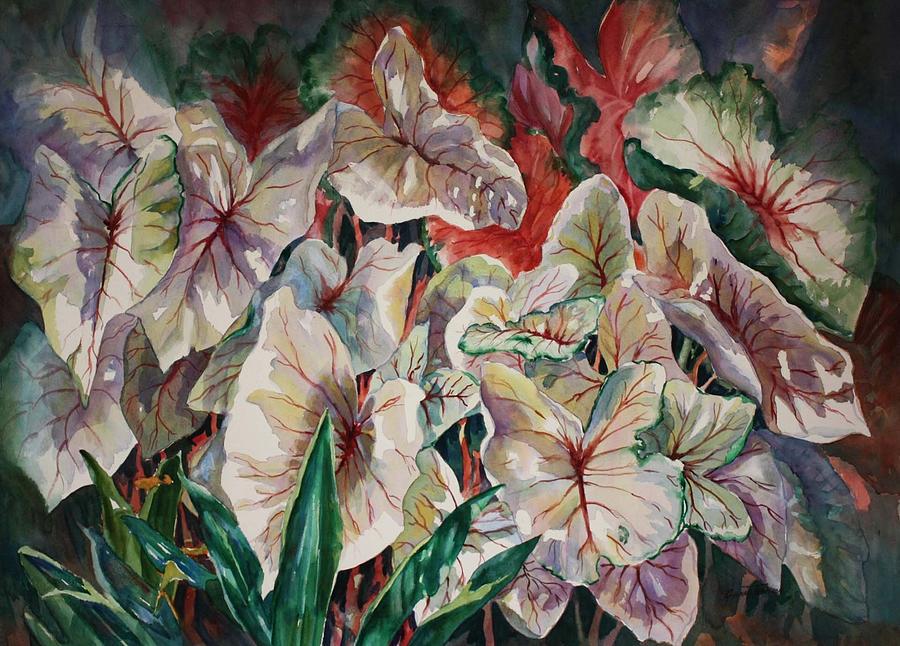 Light Play Caladiums Painting by Roxanne Tobaison