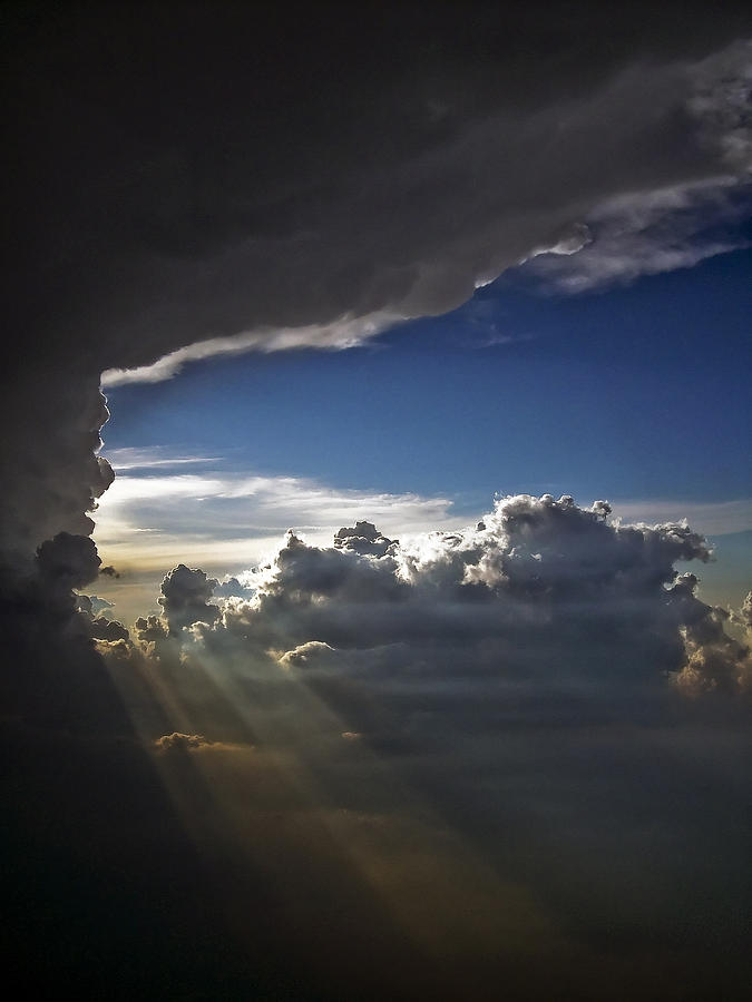 Light Shafts From Thunderstorm Photograph