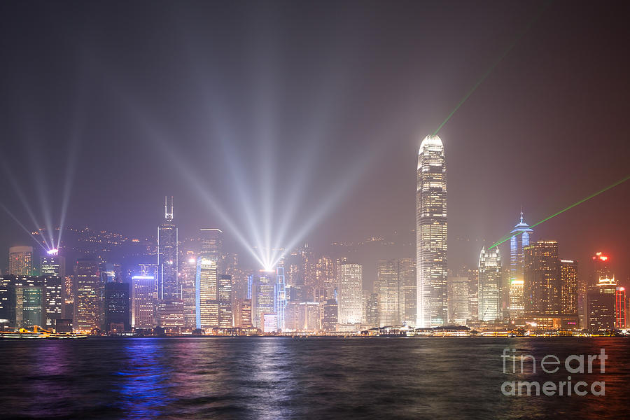Light show in Hong Kong Photograph by Matteo Colombo