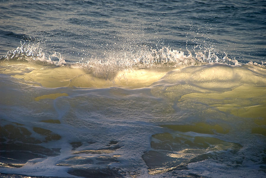 Sunset Photograph - Light skims an afternoon wave by Melanie Low
