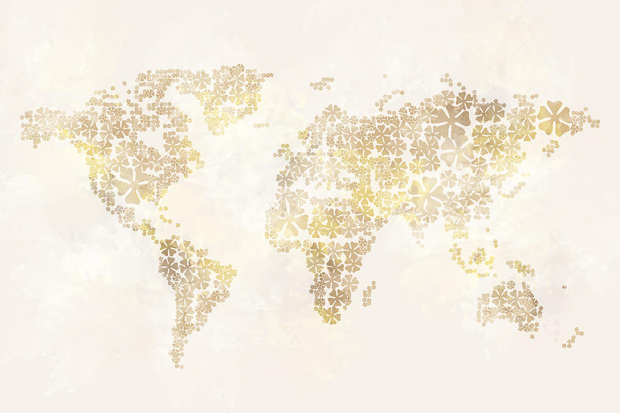 Light Tan World Map Digital Art