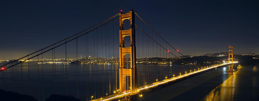 Light Trails on San Francisco Golden Gate Bridge Photograph by Jit Lim ...