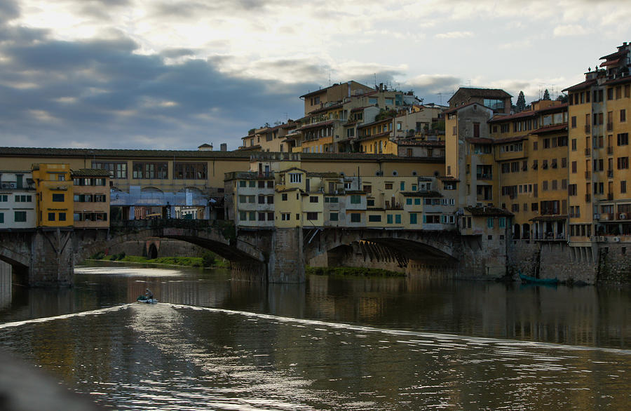 Light Trails Under Ponte Vecchio in Florence Photograph by Georgia Mizuleva