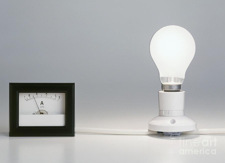 Lightbulb Attached To Ammeter Photograph by Clive Streeter / Dorling Kindersley
