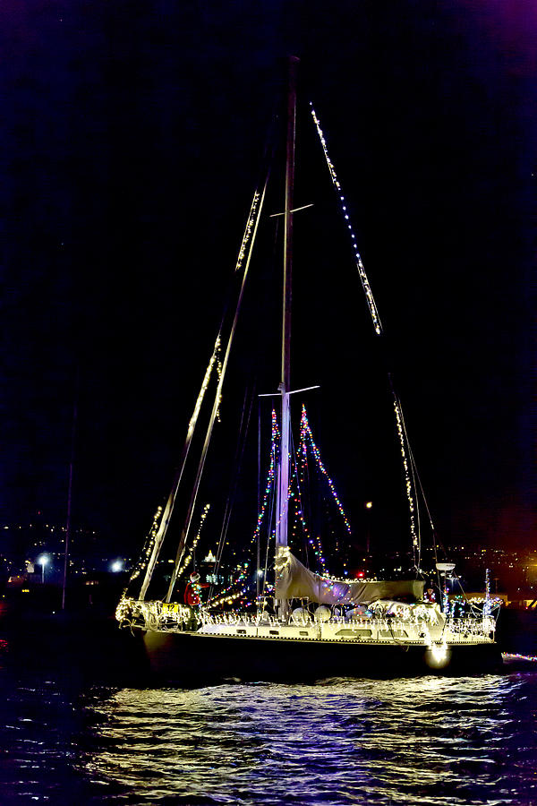 Christmas Photograph - Lighted Yacht Parade - 2943 by Her Arts Desire