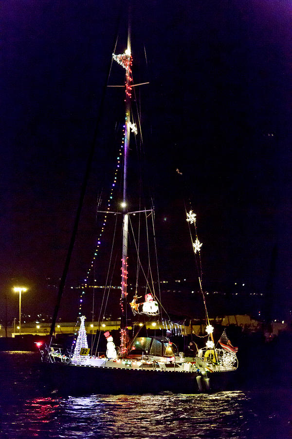 Christmas Photograph - Lighted Yatch Parade - 2846 by Her Arts Desire