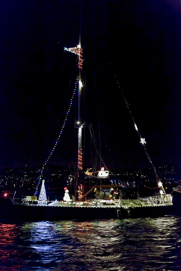 Christmas Photograph - Lighted Yatch Parade - 2853 by Her Arts Desire