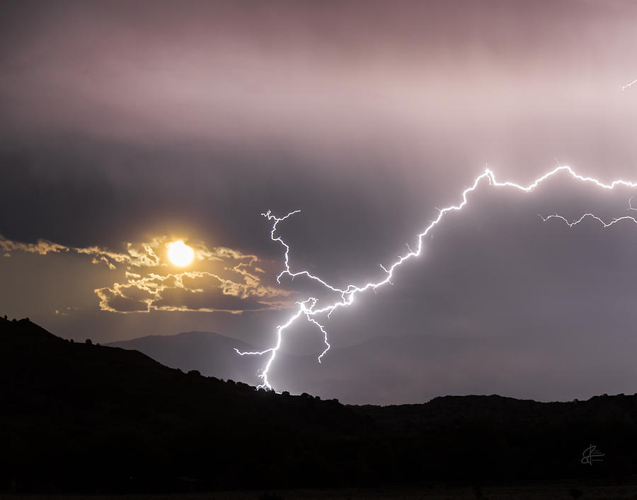 Mountain Photograph - Lightening by the Full Moon by Frank Shoemaker