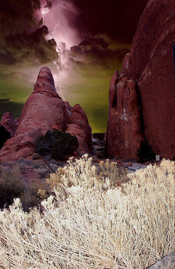 Lightening in Moab Photograph by Lanita Williams