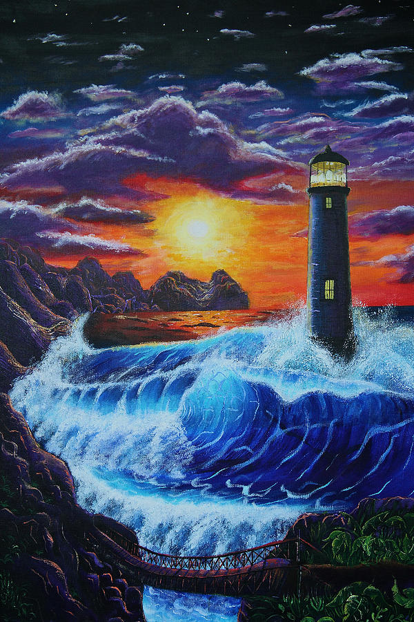 Sunset Painting - Lighthouse  by Aaron Joseph Gutierrez