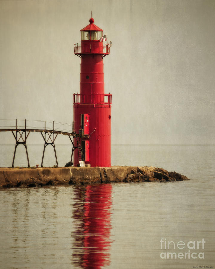 Lake Michigan Photograph - Lighthouse - Algoma by Mary Machare