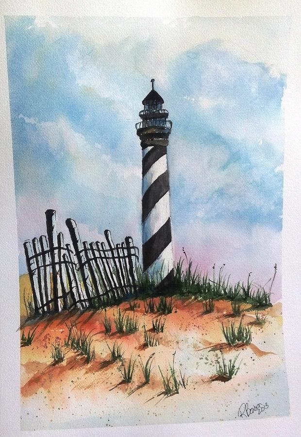 Lighthouse and Fence Painting by Richard Benson