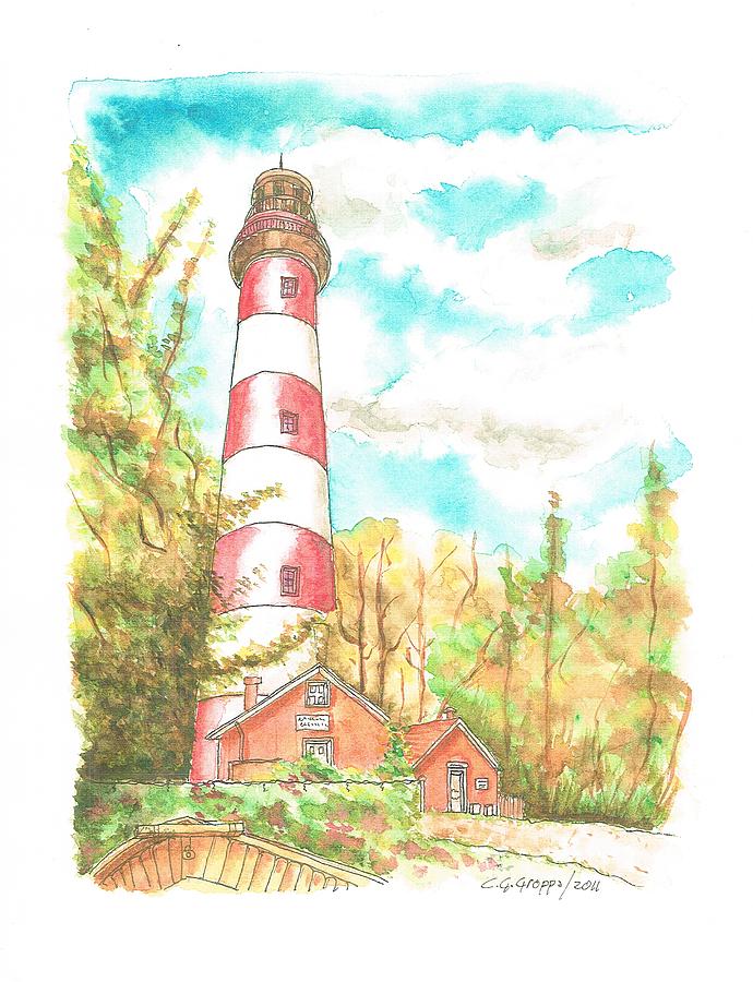 Landscape Painting - Lighthouse Assateague Chincoteague - Virginia by Carlos G Groppa