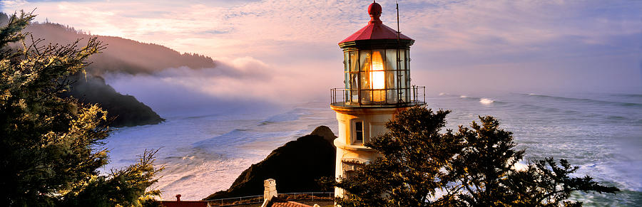 Lighthouse At A Coast, Heceta Head Photograph by Panoramic Images
