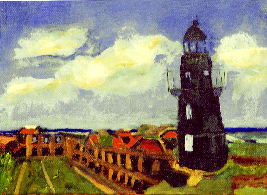 Lighthouse at Fort Jefferson Painting by Michael Daniels