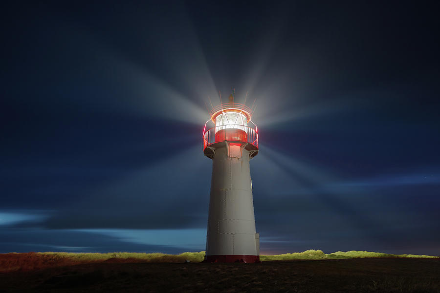 Lighthouse At Night Photograph by Siegfried Layda