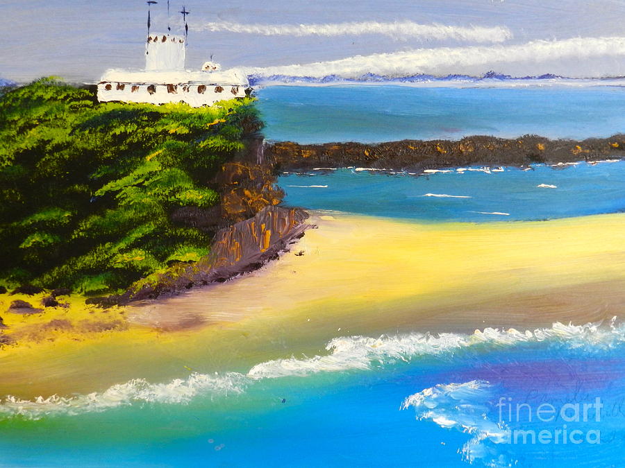 Nature Painting - LightHouse at Nobbys Beach Newcastle Australia by Pamela  Meredith