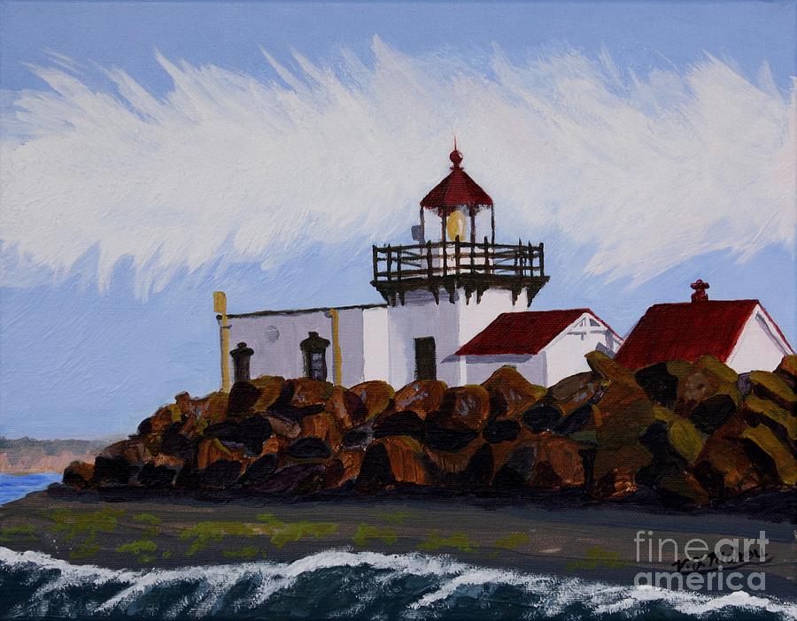 Nature Painting - Lighthouse at Point No Point by Vicki Maheu
