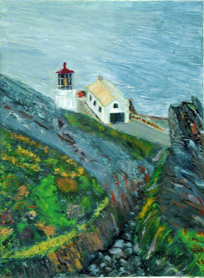 Lighthouse at Point Reyes California Painting by Michael Daniels
