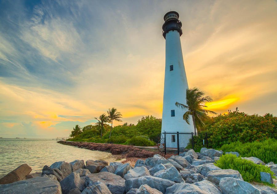 Miami Photograph - Lighthouse at Sunset by George Kenhan