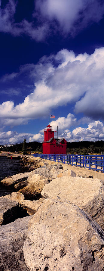 Lighthouse At The Coast, Big Red Photograph by Panoramic Images
