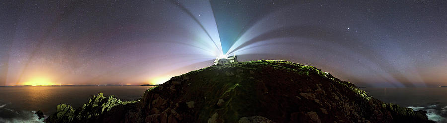 Lighthouse Beams At Night Photograph by Laurent Laveder