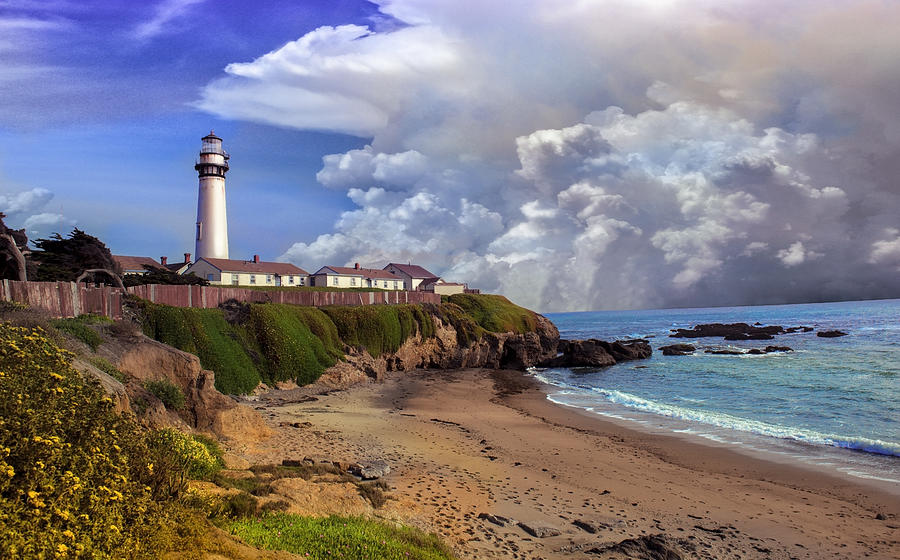 Lighthouse Beauty Before The Storm Mixed Media by Irma Mason