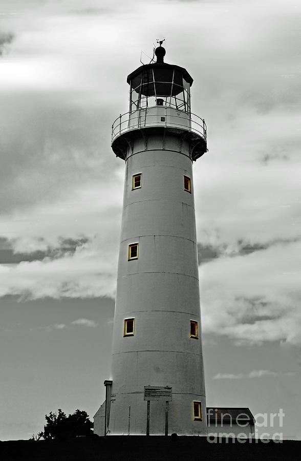 Black And White Photograph - Lighthouse Bnw Auckland by Ben Yassa
