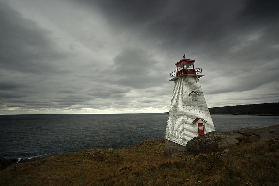 Landscape Photograph - Lighthouse During Storm Bay Of Fundy by Scott Leslie