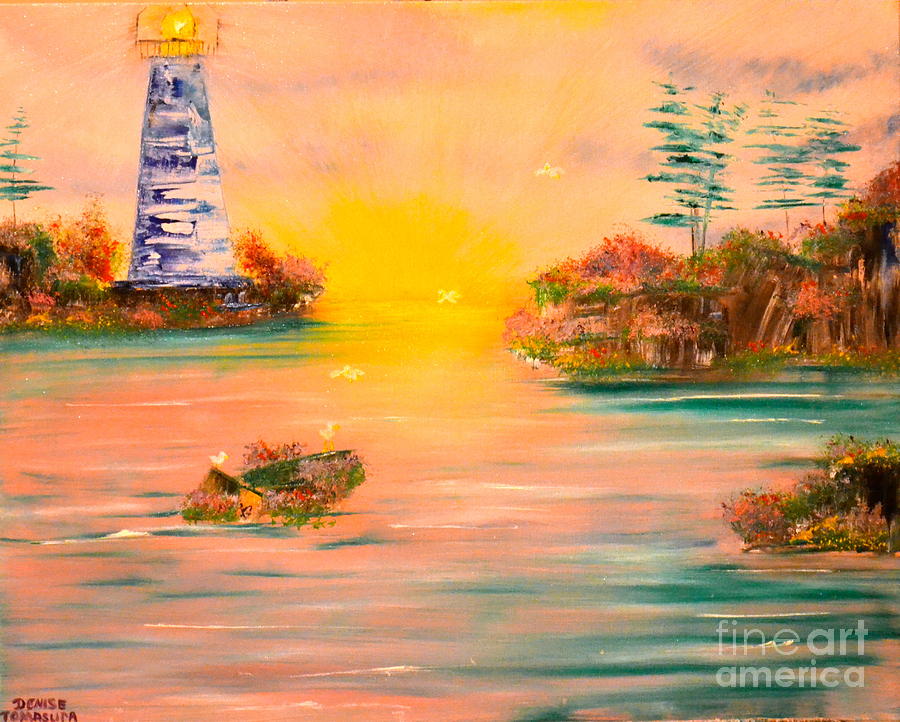 Lighthouse For Mom Painting by Denise Tomasura