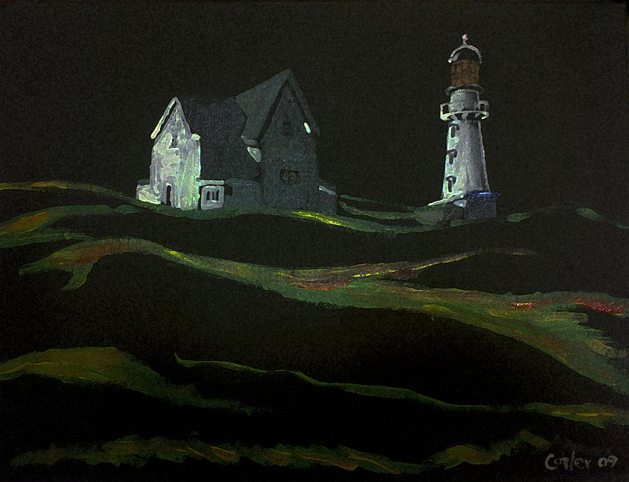 Edward Hopper Painting - Lighthouse Hill at Night by GR Cotler