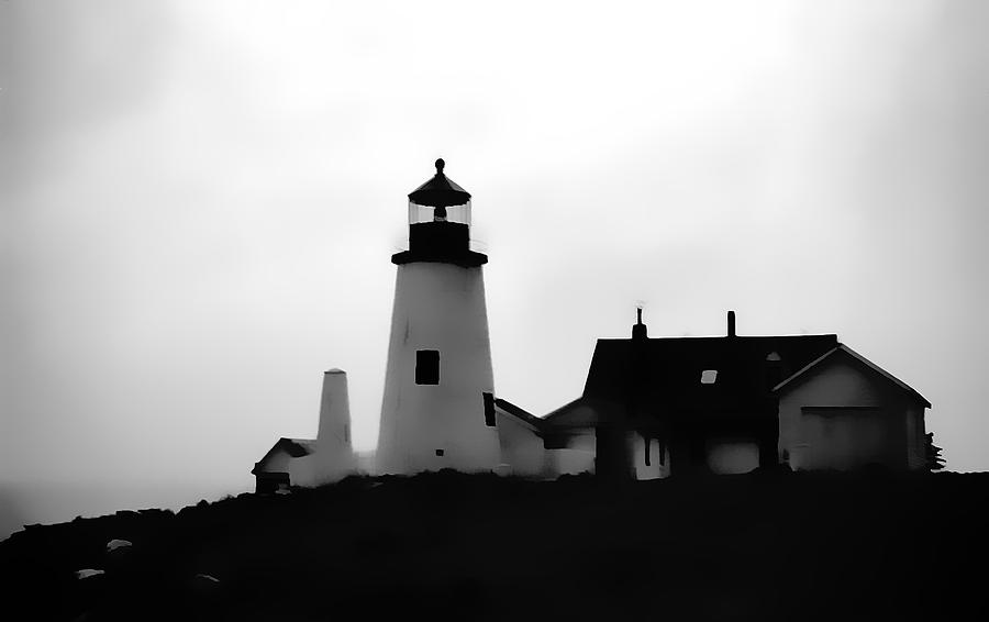 Lighthouse in Silhouette Digital Art by Cathy Anderson