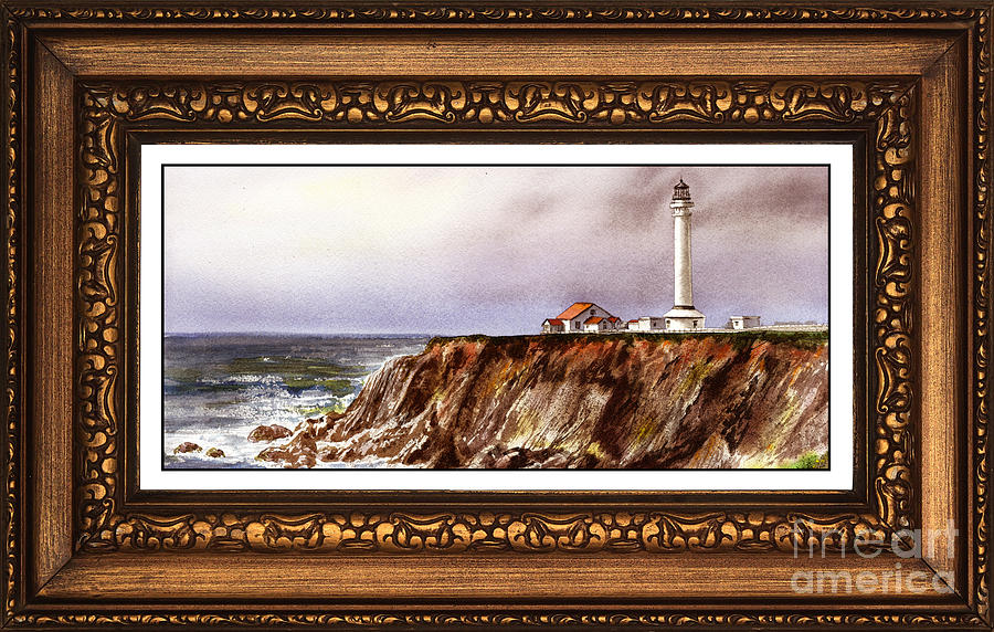 Vintage Painting - Lighthouse In Vintage Frame by Irina Sztukowski