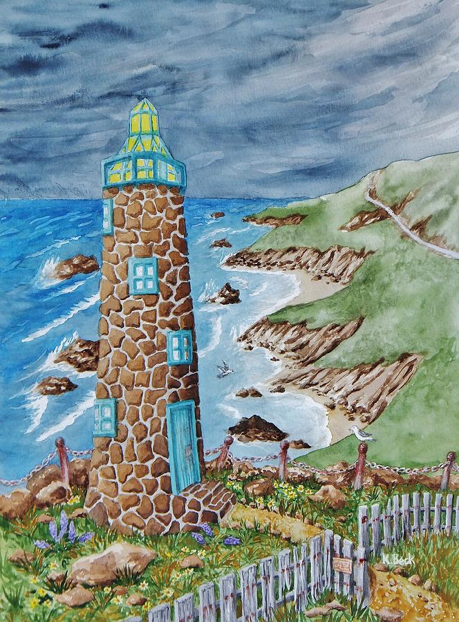 Lighthouse Painting by Katherine Young-Beck