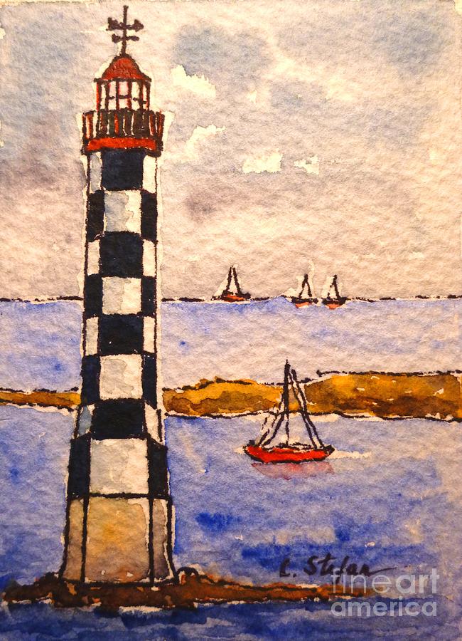 Lighthouse La Perdrix - France Painting by Cristina Stefan