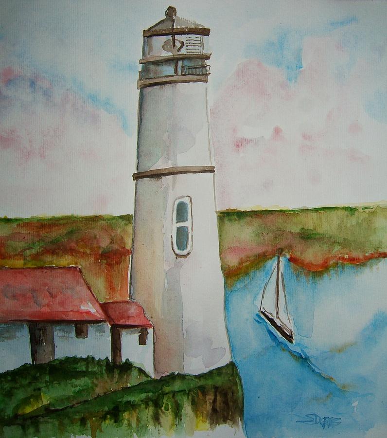 Lighthouse Long Ago Painting by Elaine Duras