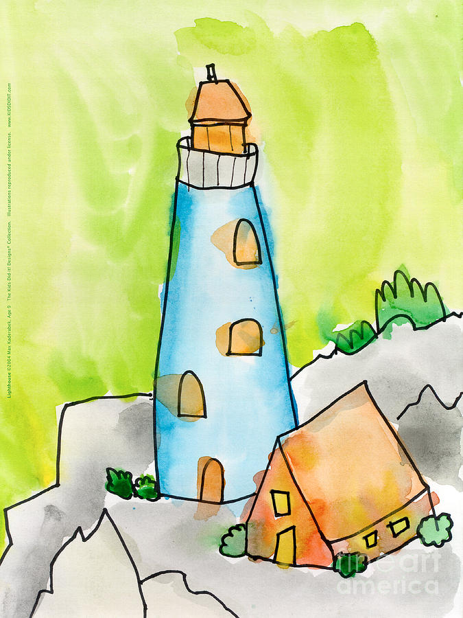 Lighthouse Painting by Max Kederabek Age Nine