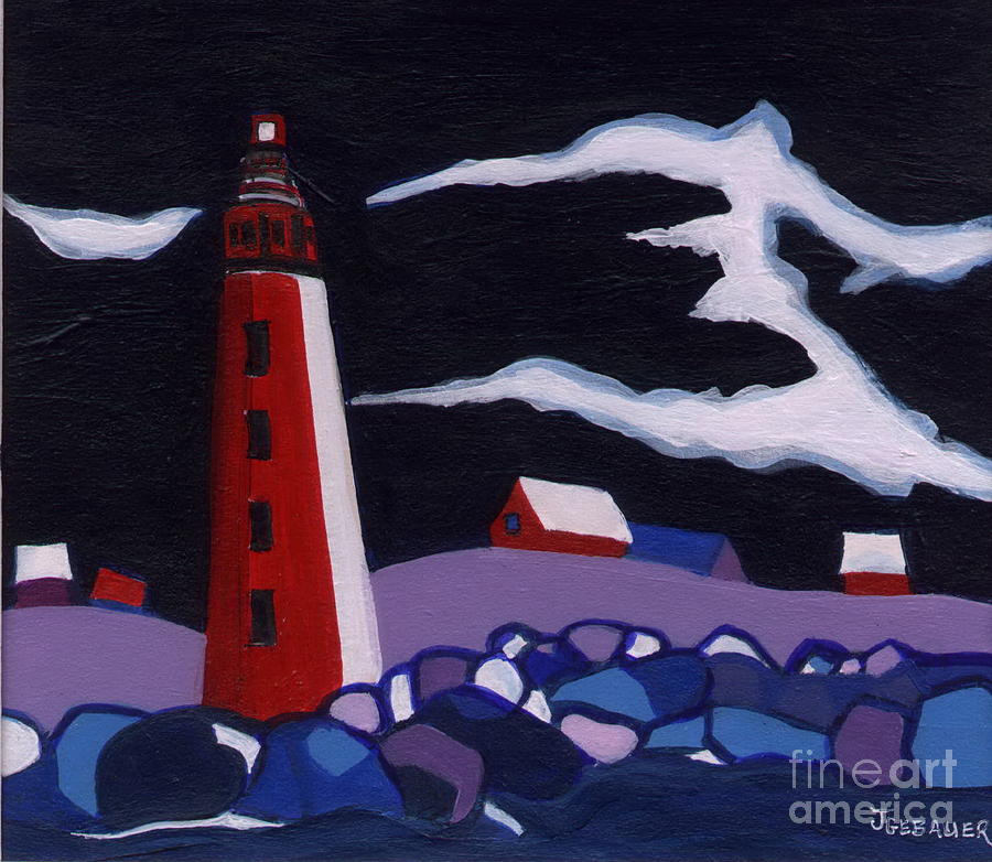Lighthouse miniature Painting by Joyce Gebauer