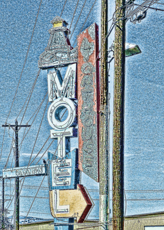 Lighthouse Motel  Digital Art by Cathy Anderson