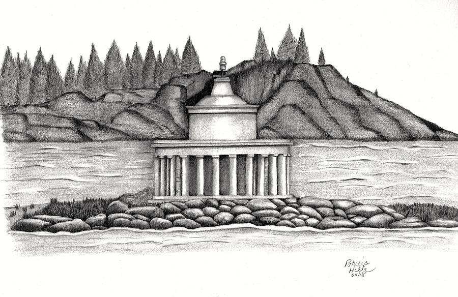 Lighthouse of Agioi Theodoroi Drawing by Patricia Hiltz