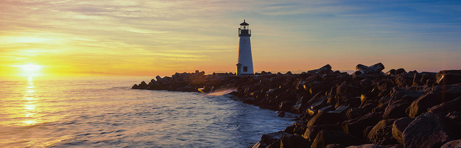 Lighthouse On The Coast At Dusk, Walton Photograph by Panoramic Images