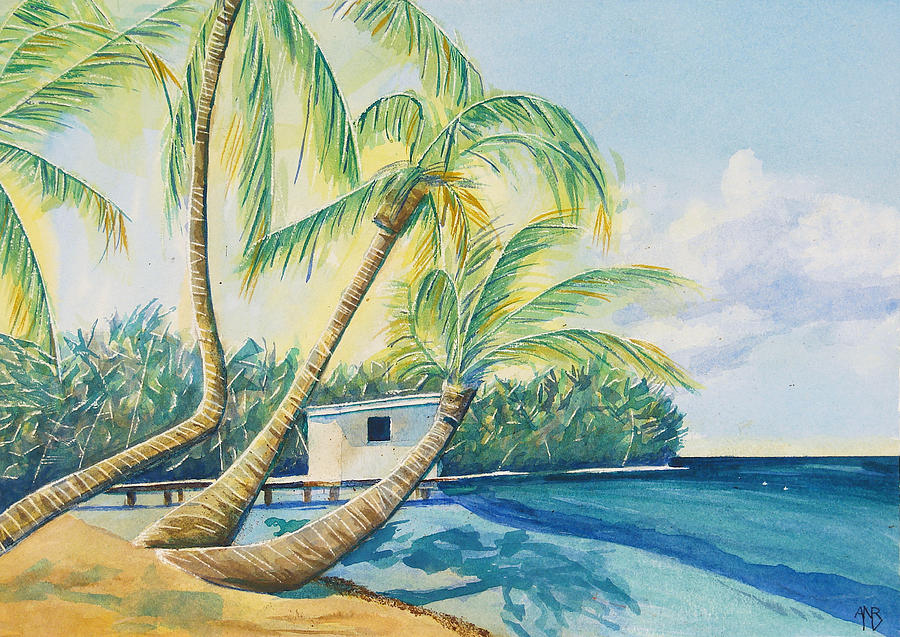 Lighthouse Reef Belize Painting by Nelson Ruger